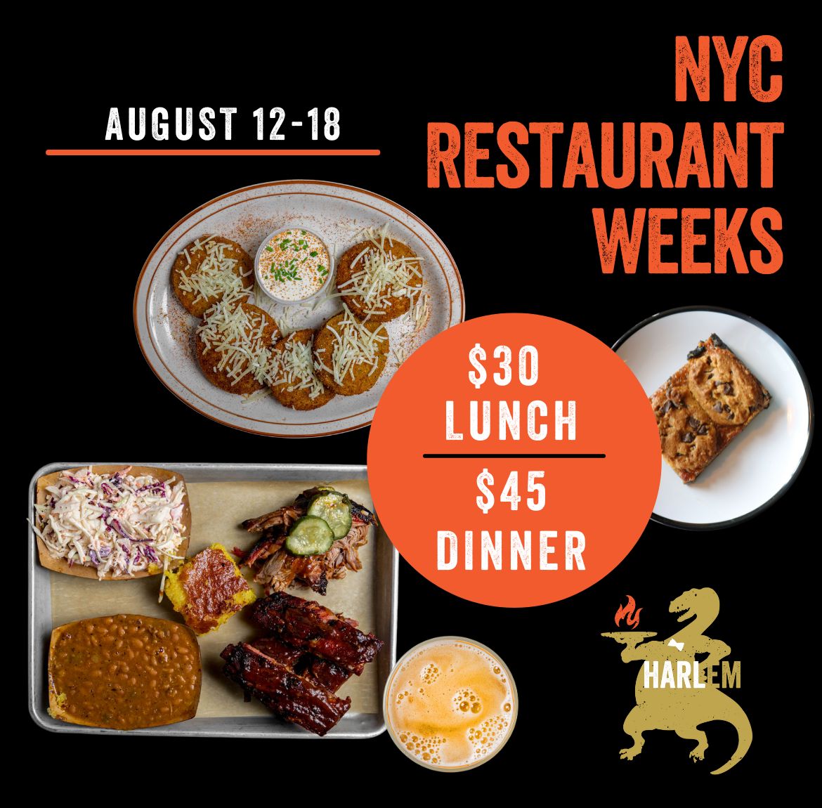 NYC Restaurant Weeks August 12th to August 18th. $30 Lunch & $45 dinner