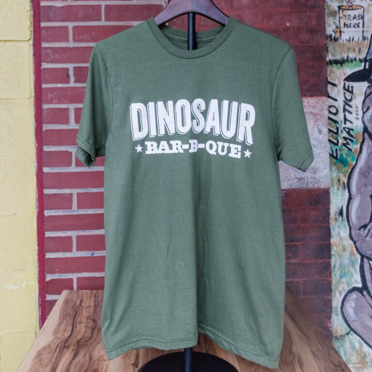 Dinosaur Bar-B-Que Script Style Army Green T-Shirt